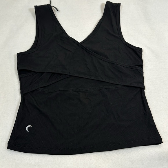 Zyia Active Black Ribbed V Tank Criss Cross Crossover Open Back Large Women's - Picture 3 of 7